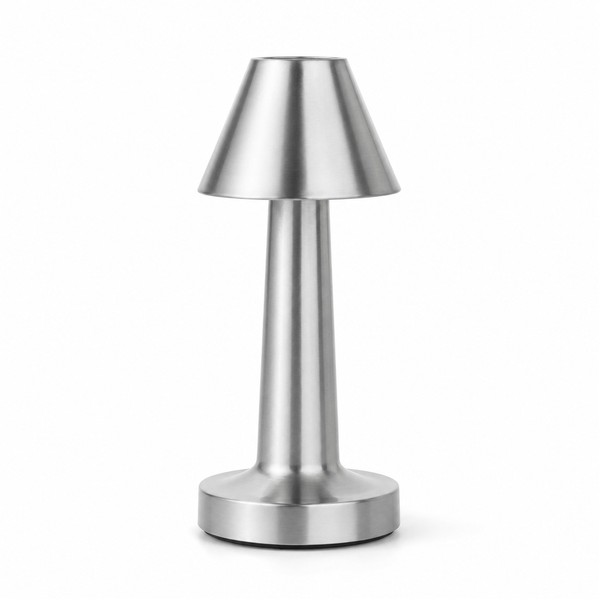 MahMir Classic Rechargeable Cordless LED Table Lamp in silver on a white background