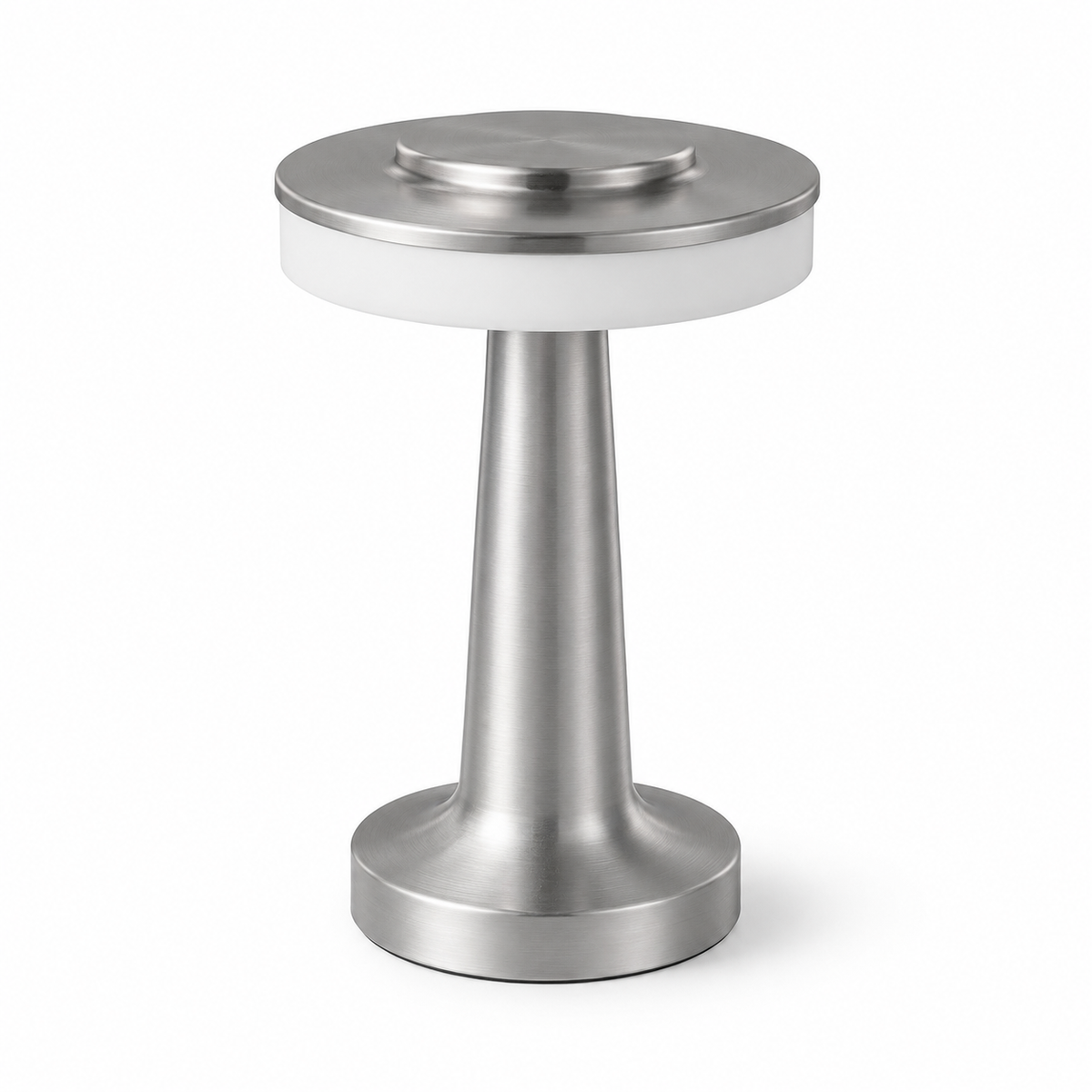 MahMir Halo Rechargeable Cordless LED Table Lamp in silver on a white background
